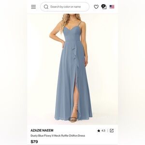 Azazie Naeem Bridesmaid Dress. Dusty Blue. A8.